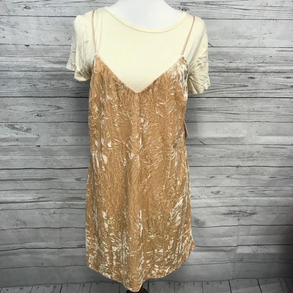 NEW Kensie Crushed Velvet Layered Tank Dress L